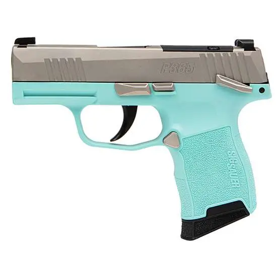 SIG SAUER P365 380 NICKEL/TURQUOISE, 2-10RD MAG OPTIC READY